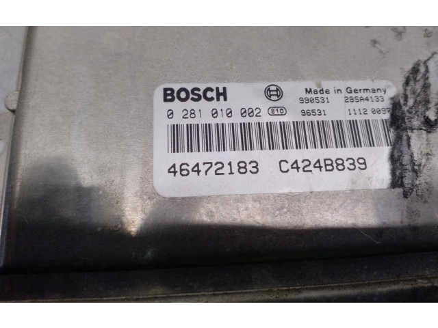 Блок управления двигателя 46472183, 0281010002 Lancia Lybra