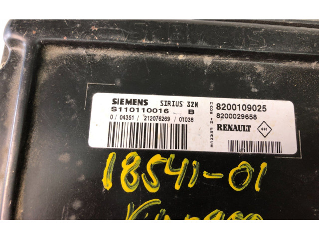 Блок управления двигателем ECU 8200109025, S110110016B Renault Kangoo I 2000