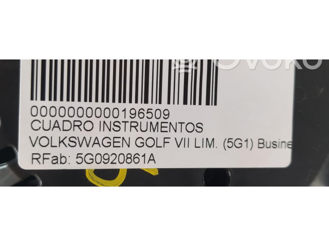 Панель приборов 5G0920861A Volkswagen Golf VII