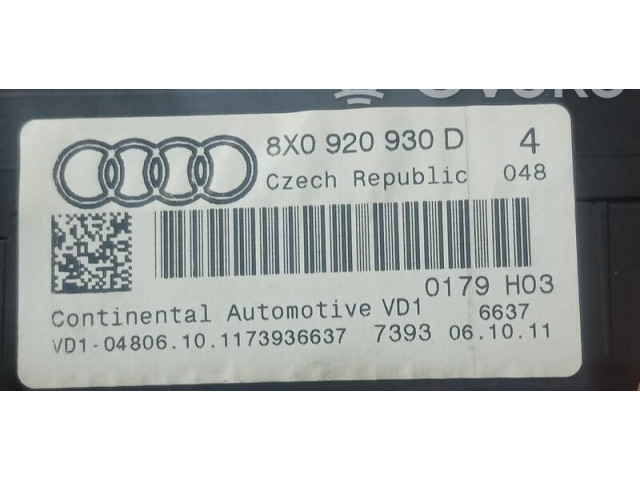 Панель приборов 8X0920930D, A2C30105700   Audi A1       