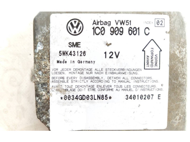 Блок подушек безопасности 1C0909601C, 34010207E Skoda Fabia Mk1 (6Y)