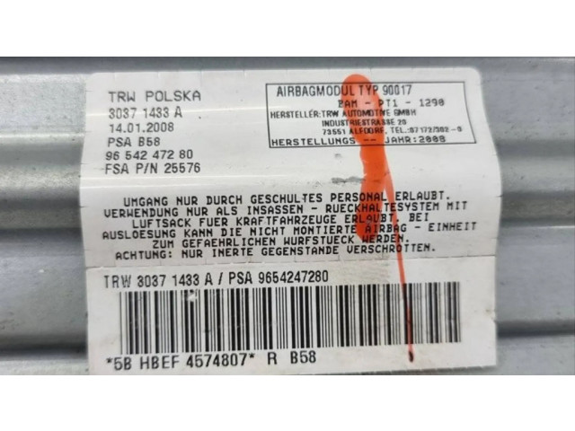 Подушка безопасности пассажира 9654247280 Citroen C4 I