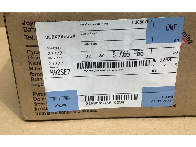 Подушка безопасности водителя 5A66F66, 9203003 BMW X3 F25