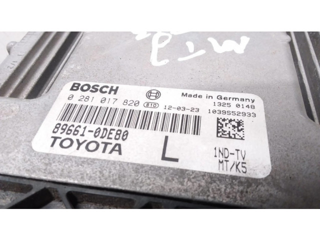 Řídící jednotka 0281017820, 896610DE80 Toyota Yaris 2010