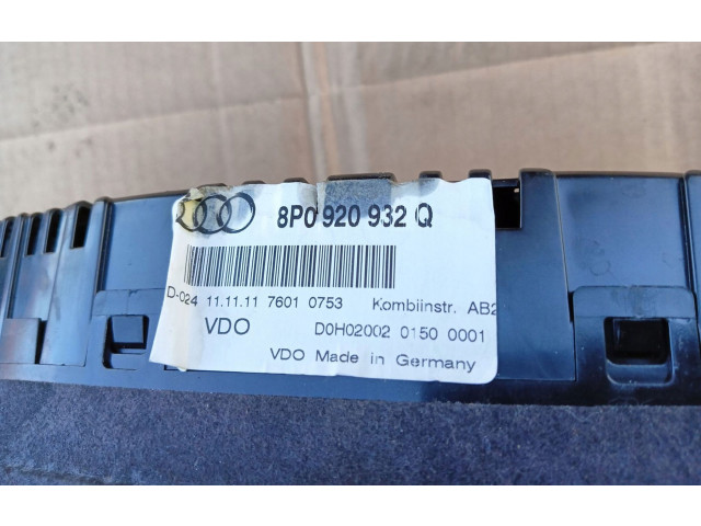 Панель приборов 8P0920932Q, 2011R Audi A3 S3 A3 Sportback 8P