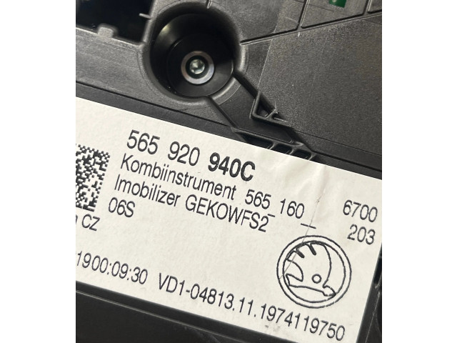 Панель приборов 565920940C, 565160 Skoda Karoq