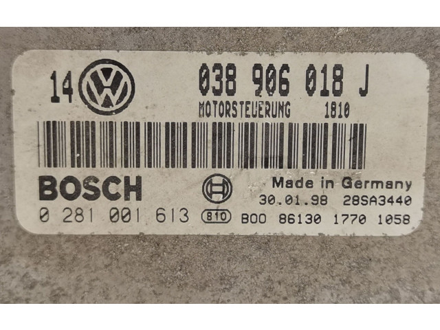 Блок управления двигателя 038906018J, 0281001613 Volkswagen Golf SportWagen