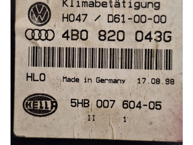 Блок управления климат-контролем 5HB00760405, 4B0820043G   Audi A6 S6 C5 4B