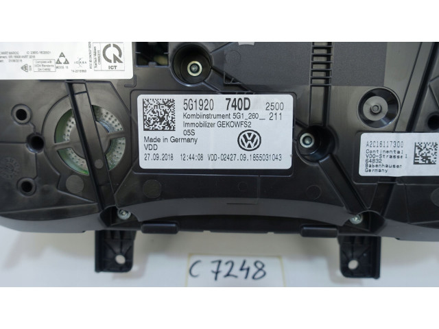 Панель приборов 5G1920740D, 5G1920740D   Volkswagen Golf VII       