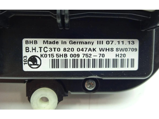 Блок управления климат-контролем 3T0820047AK, 3T0820047AK Skoda Yeti (5L)