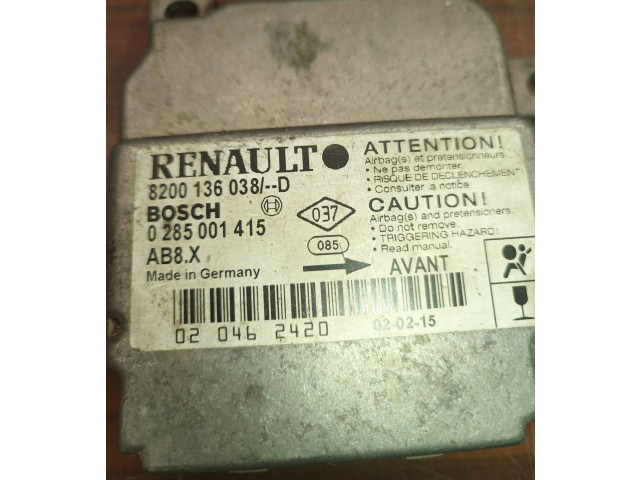 Блок подушек безопасности 8200136038D, 0285001415   Renault Clio II