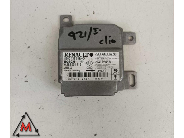 Блок подушек безопасности 8200136038, 8200136038   Renault Clio II