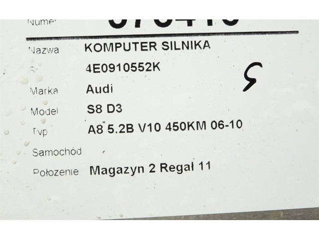 Řídící jednotka 4E0910552K Audi A8 S8 D3 4E 2006