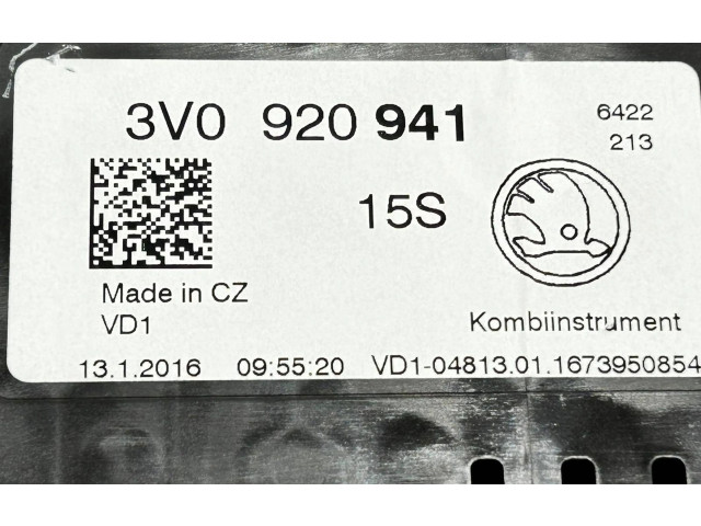 Панель приборов 3V0920941, 18389 Skoda Superb B8 (3V)