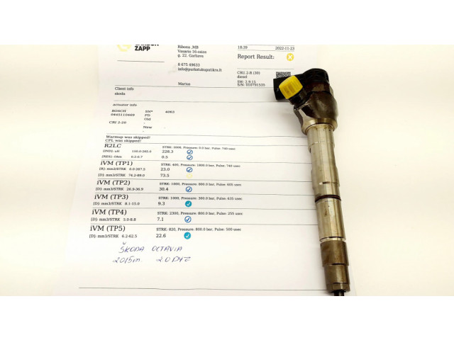 Vstřikovač 04L130277AC Skoda Octavia Mk3 (5E) pro naftový motor 2.0