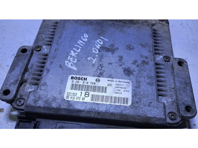 Řídící jednotka 9641607200, 0281010360   Citroen Berlingo 2001