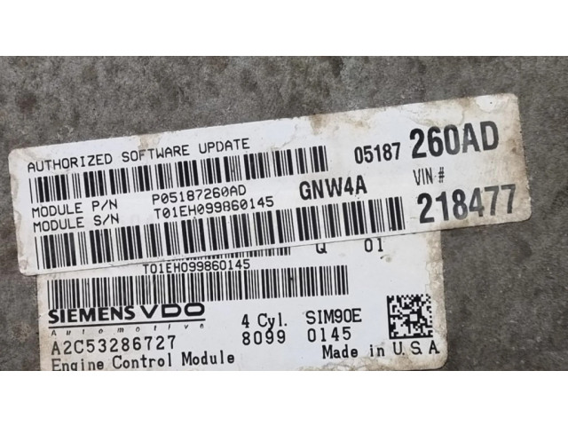 Řídící jednotka 05187260AD, P05187260AD Dodge Journey 2009