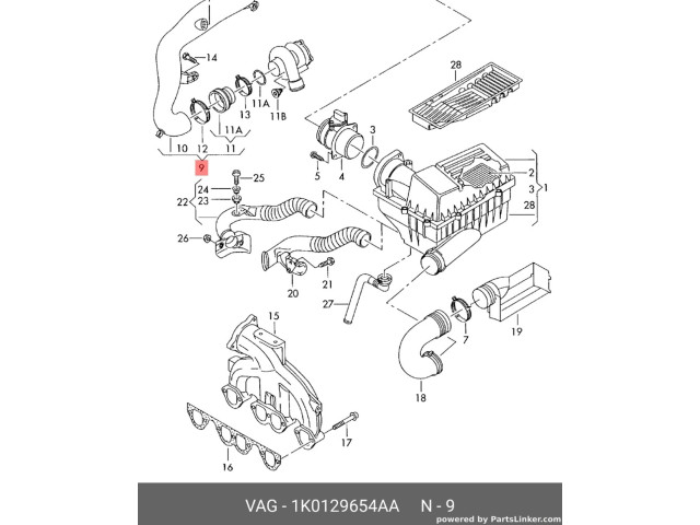 Радиатор интеркулера 1K0129654AA Skoda Octavia 985
