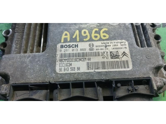 Блок управления двигателем Блок управления 0281013869, 9664356980   Peugeot Expert