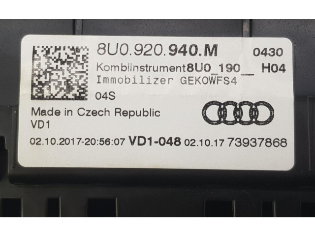 Панель приборов 8U0920940M, 8U0920940M Audi Q3 8U