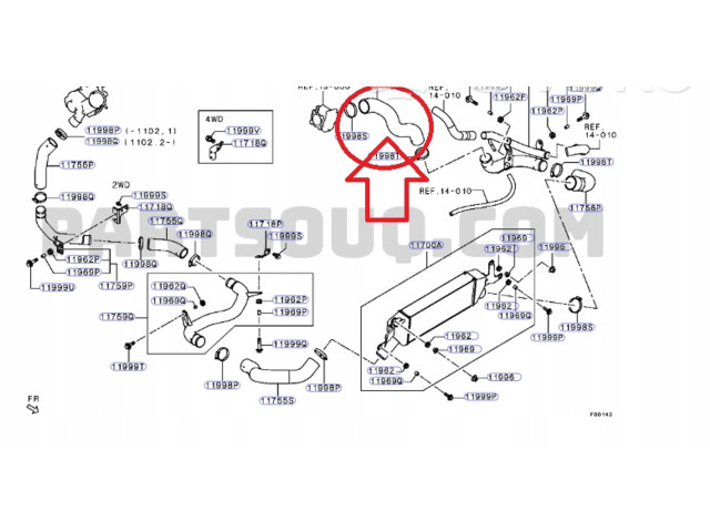 Интеркулер 1505A537, 177KM Mitsubishi Outlander
