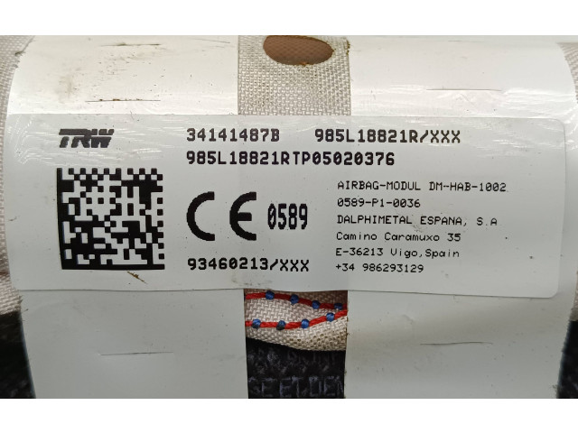 Боковая подушка безопасности 985L18821R, 34141487B   Renault Trafic III (X82)