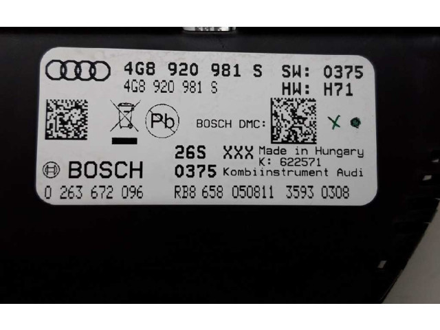 Панель приборов 4G8920981S, 0263672096   Audi A6 C7       