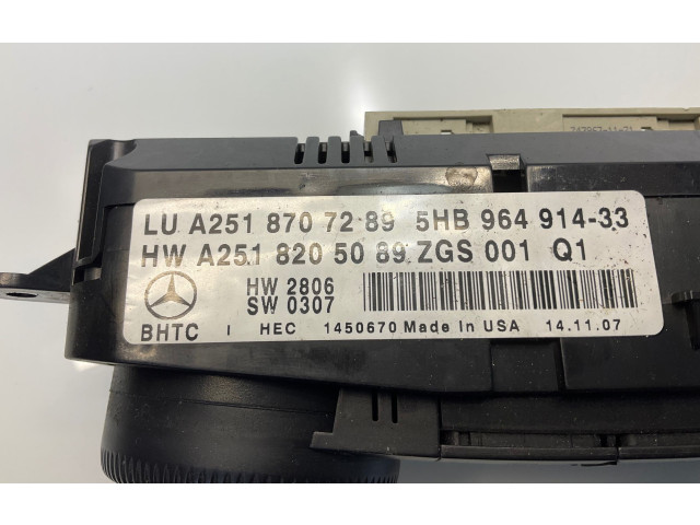 Блок управления климат-контролем A2518707289, A2518205089   Mercedes-Benz ML W164