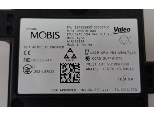 Блок управления двигателя G599151000 KIA Niro