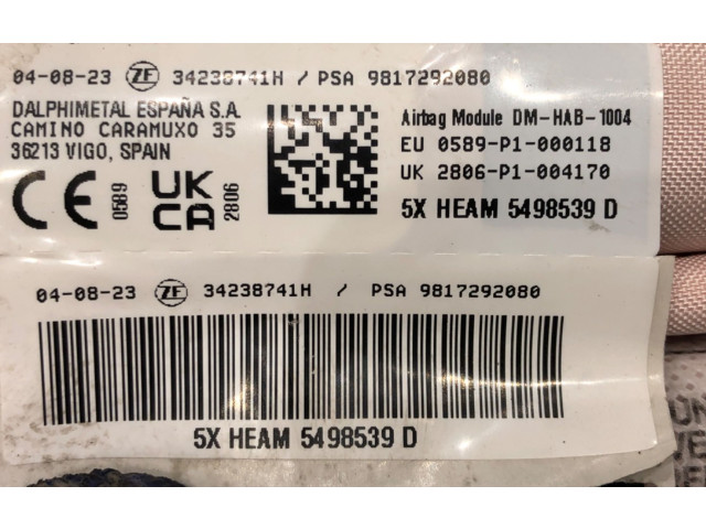 Боковая подушка безопасности 9817292080   Toyota ProAce City