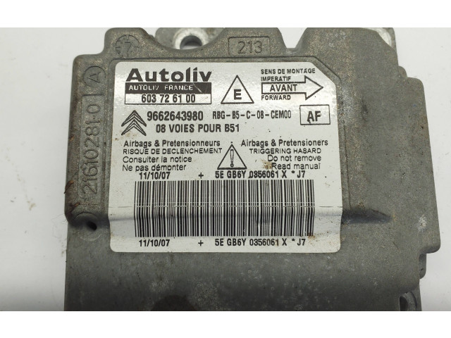 Блок подушек безопасности 9662643980, 603726100 Citroen C4 I