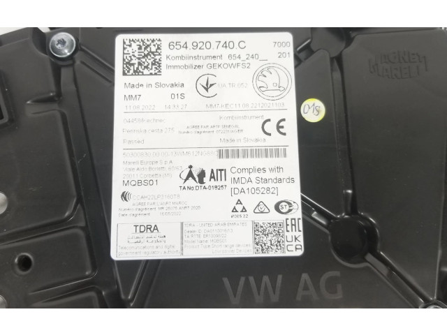 Панель приборов 654920740C, 654920740C   Skoda Kamiq       
