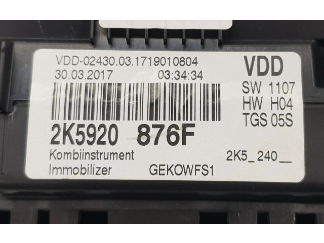 Přístrojová deska Volkswagen Caddy 2017 2K5920876F, 2K5920876F