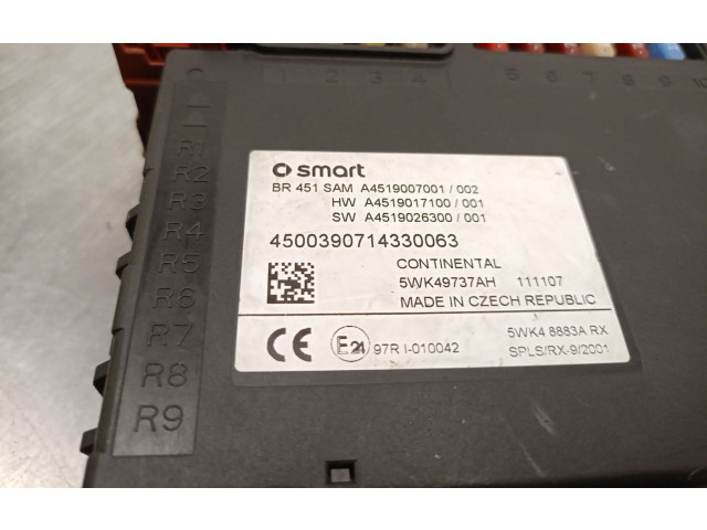 Pojistková skříňka Řídící jednotka BSM A4519007001, 5WK49737AH Smart ForTwo II 2011