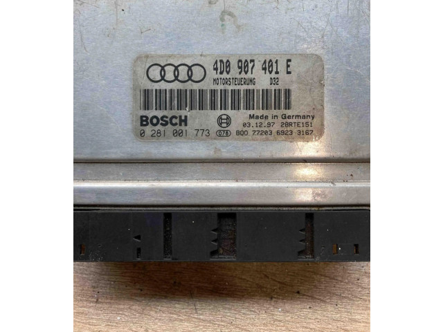 Блок управления двигателем Блок управления 4D0907401E, 0281001773   Audi A8 S8 D2 4D