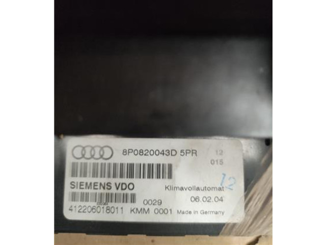 Блок управления климат-контролем 8P0820043D   Audi A3 S3 8P