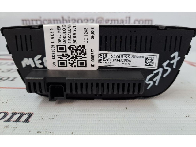 Блок управления климат-контролем 13360099, 13360099   Opel Meriva B