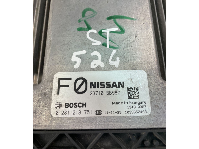 Řídící jednotka 23710BB58C, 0281018751 Nissan Qashqai 2010
