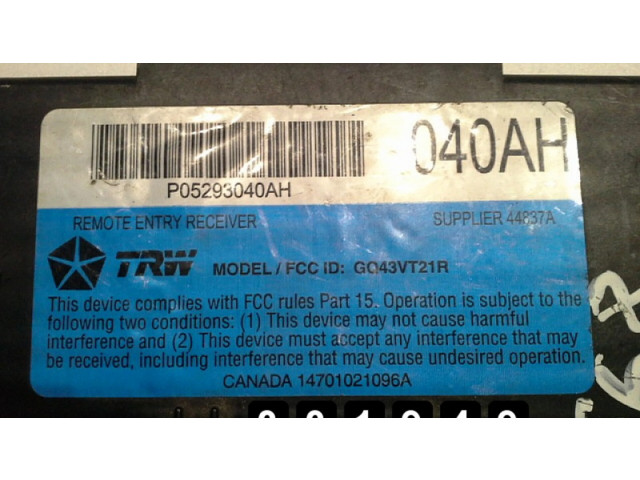 Блок управления двигателя 05293040ah   Chrysler PT Cruiser