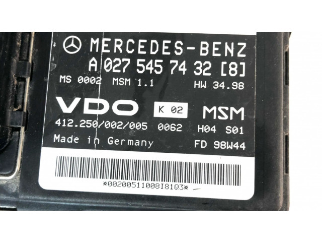 Řídící jednotka A0275457432, A1661402500 Mercedes-Benz A W169 2004