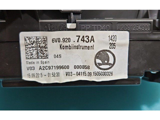 Панель приборов 6V0920743A, IMPRK1451594   Skoda Fabia Mk3 (NJ)       