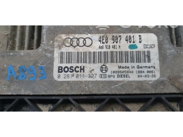 Řídící jednotka 0281011327, 4E0907401B Audi A8 S8 D3 4E 2003