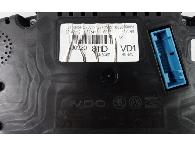 Панель приборов 5J0920811D, 5J0920811D   Skoda Fabia Mk2 (5J)       