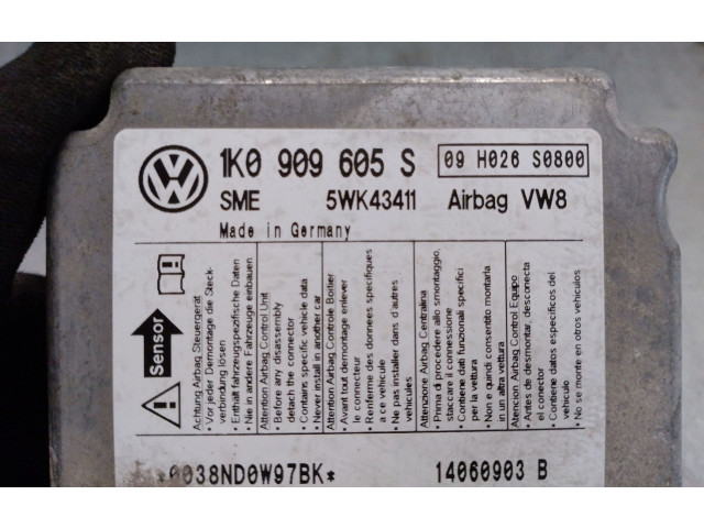 Блок подушек безопасности 1K0909605S, 5WK43411 Skoda Octavia Mk2 (1Z)