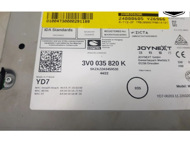 Блок управления 3V0035820K, 3V0035820K Skoda Kodiaq