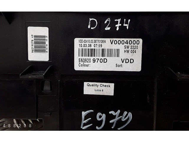 Přístrojová deska  Volkswagen Tiguan 2009 5N0920970D  