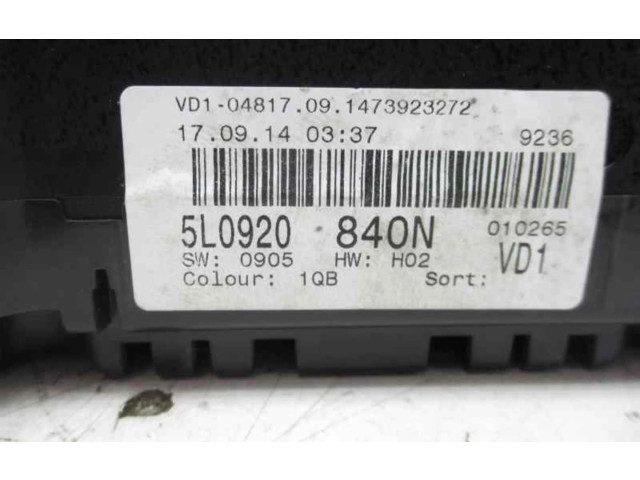 Панель приборов 5L0920840N   Skoda Yeti (5L)       