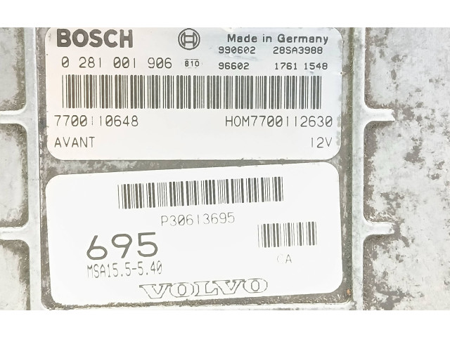 Блок управления двигателя 0281001906, 7700110648 Volvo S40, V40
