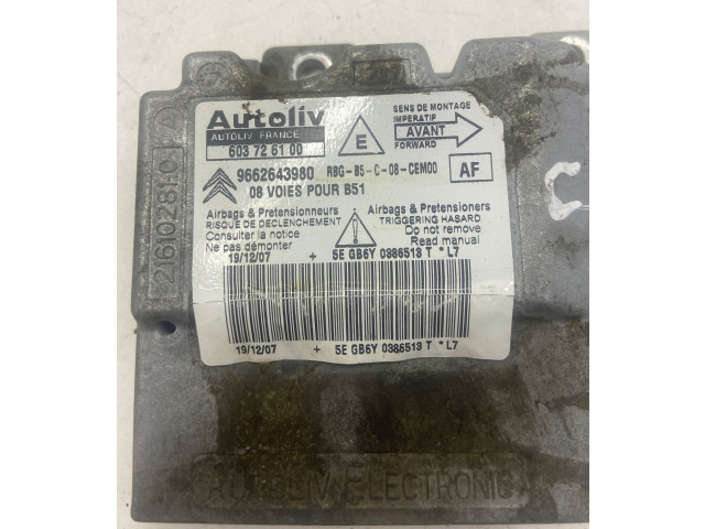 Блок подушек безопасности 603726100, 9662643980 Citroen C4 I
