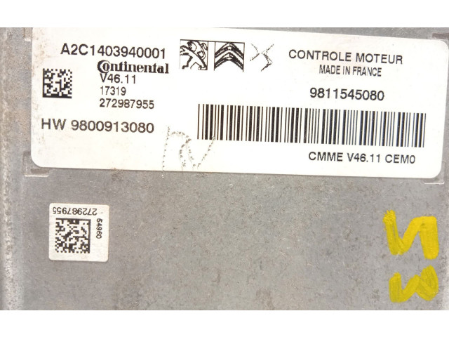 Блок управления двигателя 9811545080, 9800913080 Citroen C4 Cactus